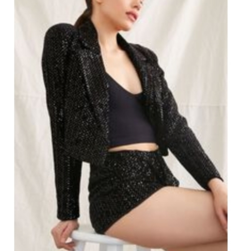Sequin Cropped Blazer